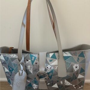Dooney & Bourke Geometric Hobo Bag - Silver and Tan